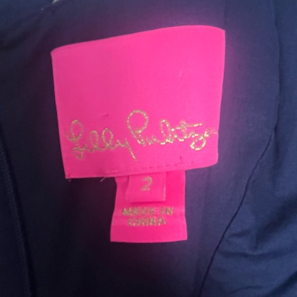 Lilly Pulitzer Women's Valli Shift Dress True Navy Silver Gold Cross Neck Size 2 - Picture 7 of 10